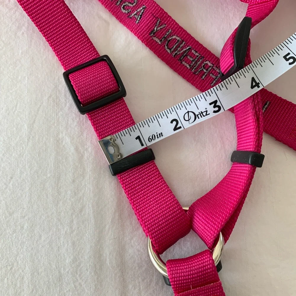 L.L.Bean Fuchsia Pink Adjustable Dog Harness I Am Friendly Ask to Pet Me
